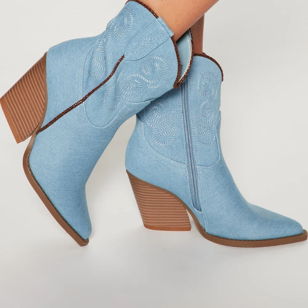 Denim Booties - Picture 1 of 7